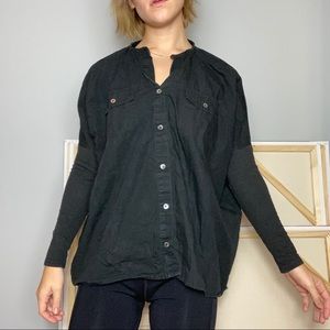 Acne Studios Black Button Down w/ Jersey Sleeves